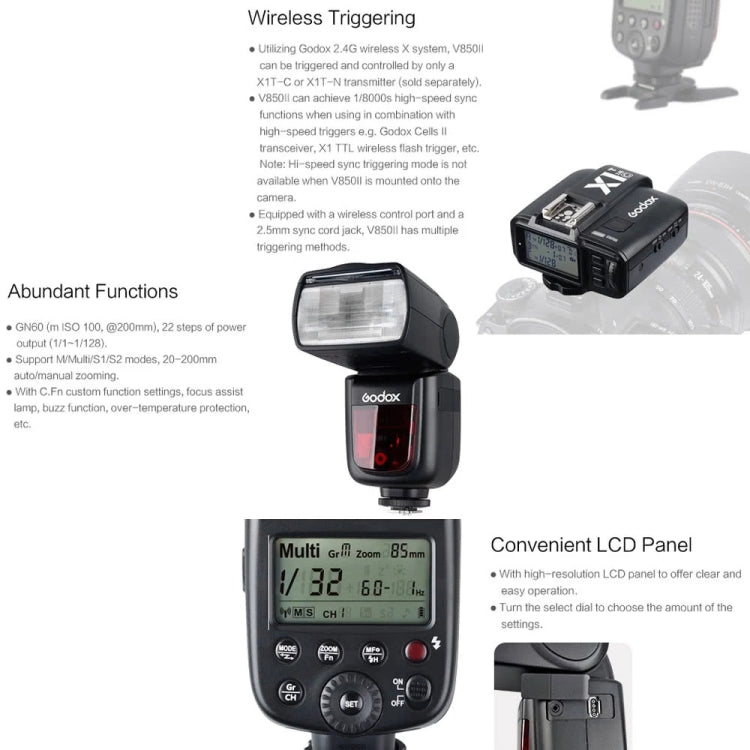 Godox V850II 2.4GHz Wireless 1/8000s HSS Flash Speedlite for Canon / Nikon DSLR Cameras
