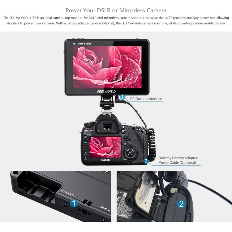 FEELWORLD LUT7 1920x1200 2200 nits 7 inch IPS Screen HDMI 4K Touch Screen Camera Field Monitor