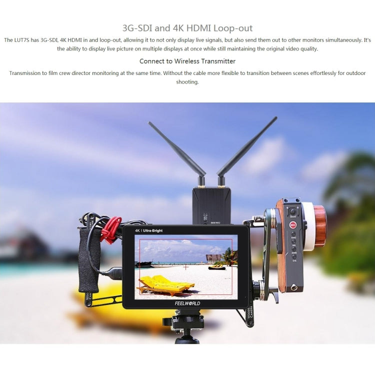 FEELWORLD LUT7S 1920x1200 2200 nits 7 inch IPS Screen HDMI 4K Touch Screen Camera Field Monitor