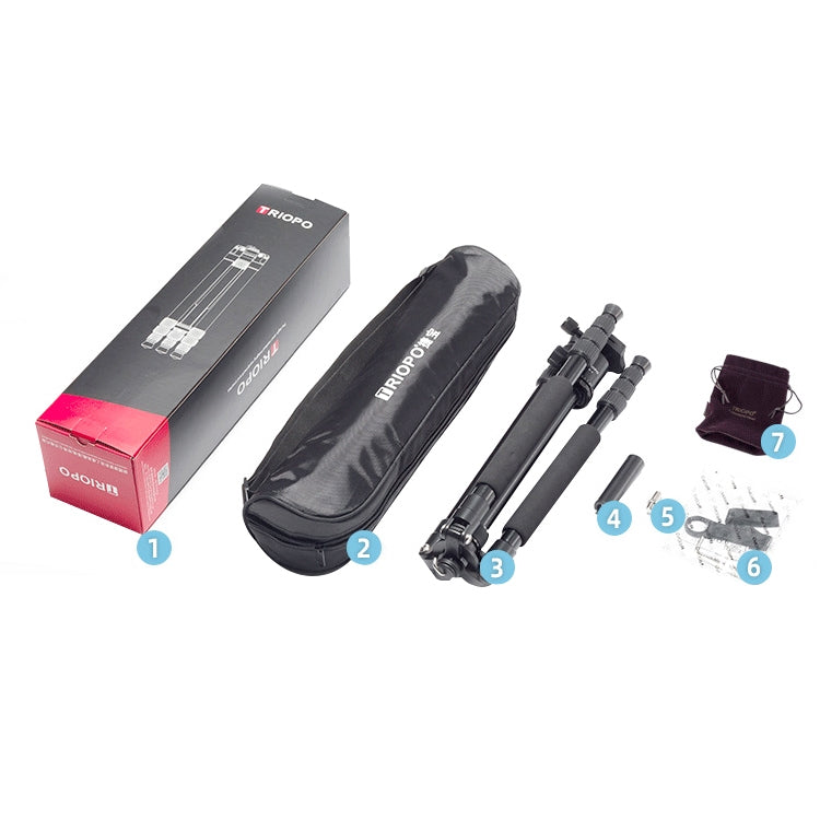 TRIOPO 554 Adjustable Portable Aluminum Alloy Tripod with D-2A Ball Head for SLR Camera