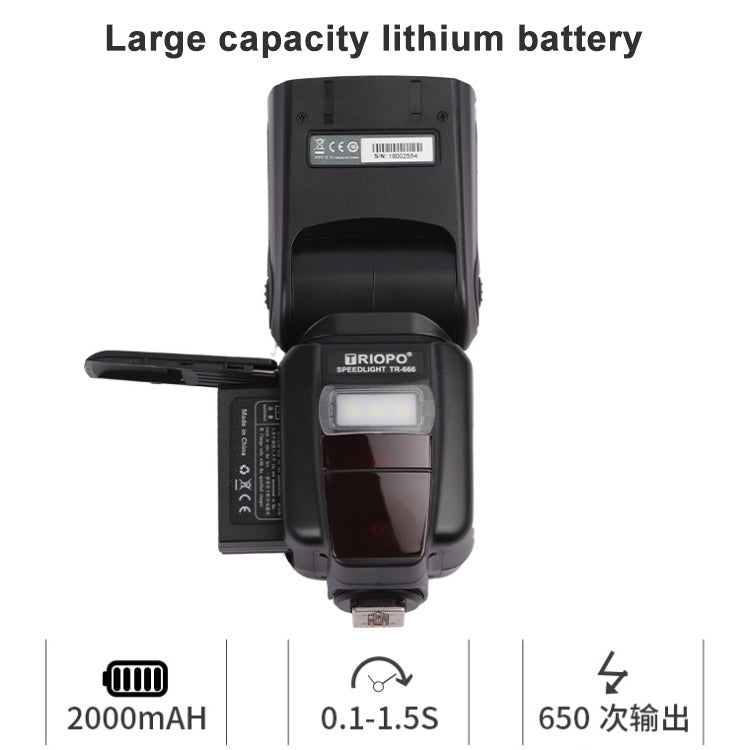 Triopo TR-666 2000mAh 2.4G Wireless Dual TTL Mode Flash Speedlite for Canon / Nikon DSLR Cameras