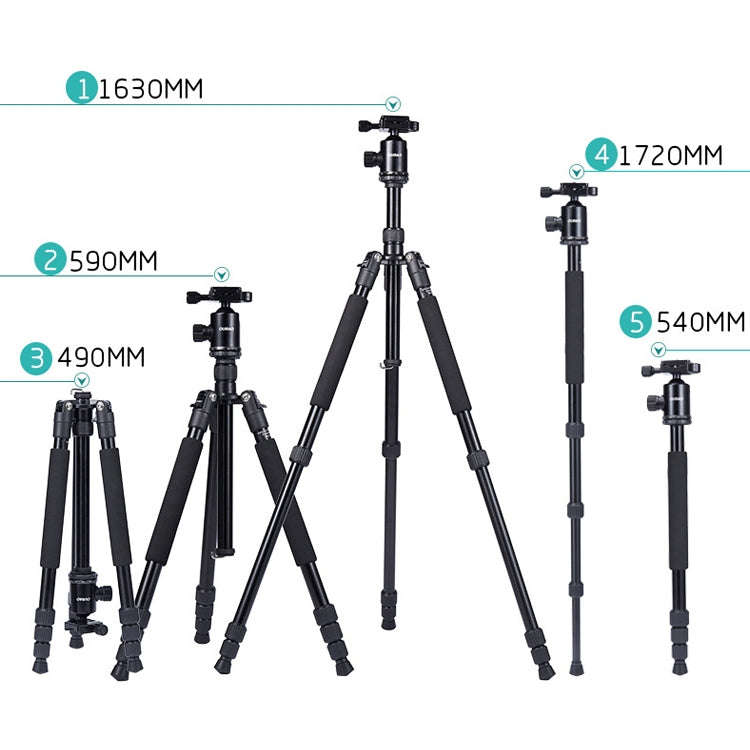 TRIOPO Oubao A-608S Adjustable Portable Aluminum Alloy Tripod with Ball Head for SLR Camera