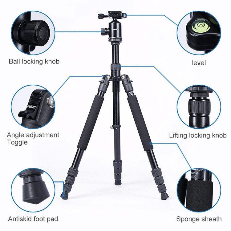 TRIOPO Oubao A-608S Adjustable Portable Aluminum Alloy Tripod with Ball Head for SLR Camera