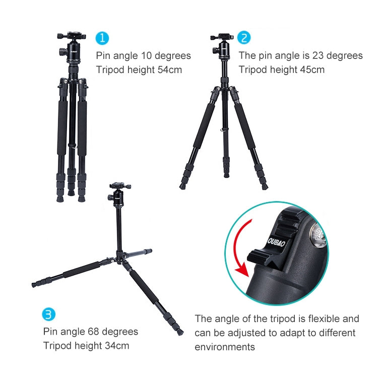 TRIOPO Oubao A-608S Adjustable Portable Aluminum Alloy Tripod with Ball Head for SLR Camera