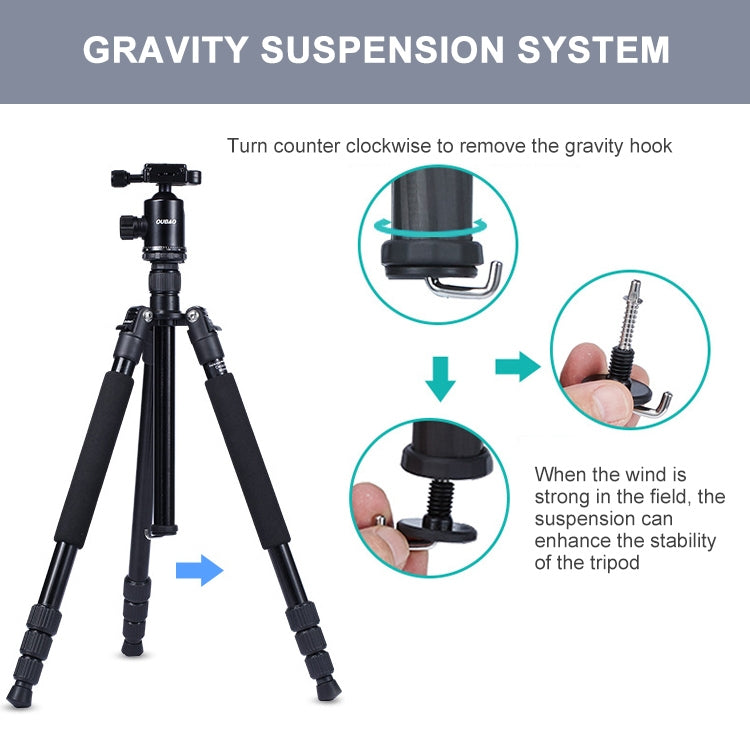 TRIOPO Oubao A-608S Adjustable Portable Aluminum Alloy Tripod with Ball Head for SLR Camera