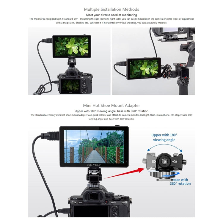 FEELWORLD LUT5 5.5 inch Ultra High Bright 3000nit Touch Screen DSLR Camera Field Monitor