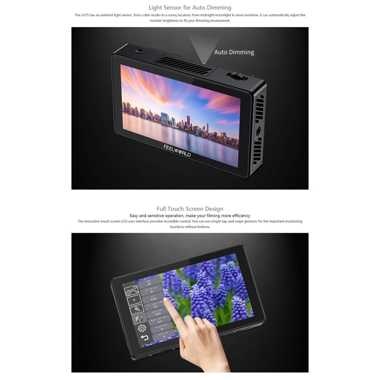 FEELWORLD LUT5 5.5 inch Ultra High Bright 3000nit Touch Screen DSLR Camera Field Monitor