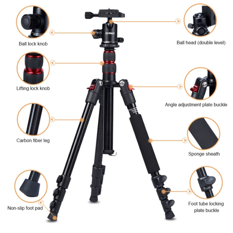 TRIOPO Oubao A-208S Adjustable Portable Aluminum Alloy Tripod with Ball Head for SLR Camera