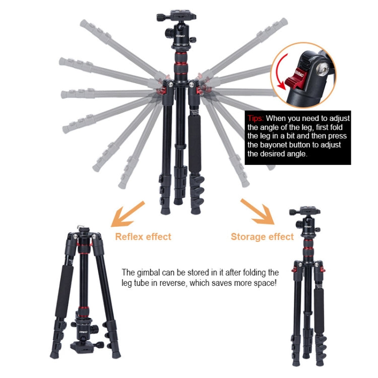 TRIOPO Oubao A-208S Adjustable Portable Aluminum Alloy Tripod with Ball Head for SLR Camera