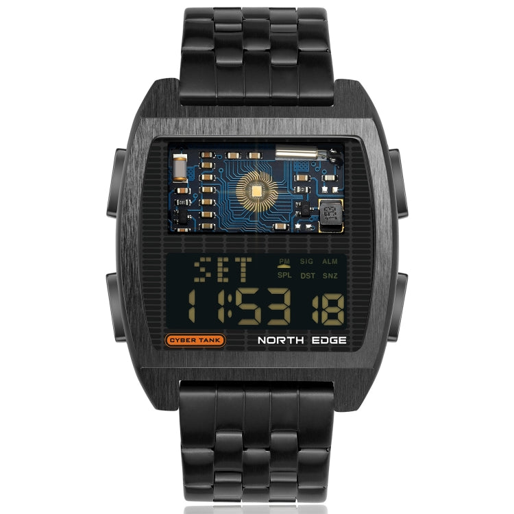 NORTH EDGE CyberTank Stainless Steel Strap Multifunctional Electronic Watch, CyberTank
