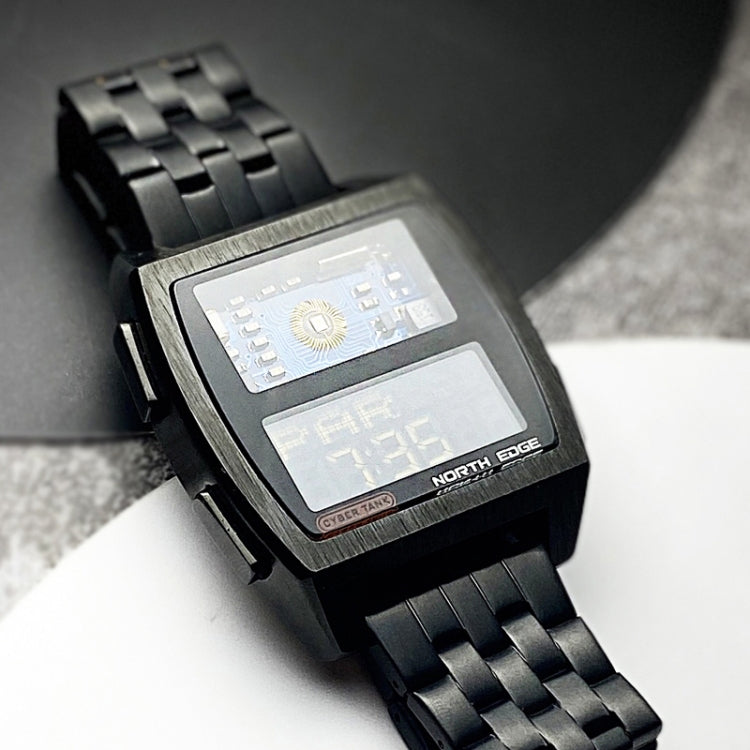 NORTH EDGE CyberTank Stainless Steel Strap Multifunctional Electronic Watch, CyberTank