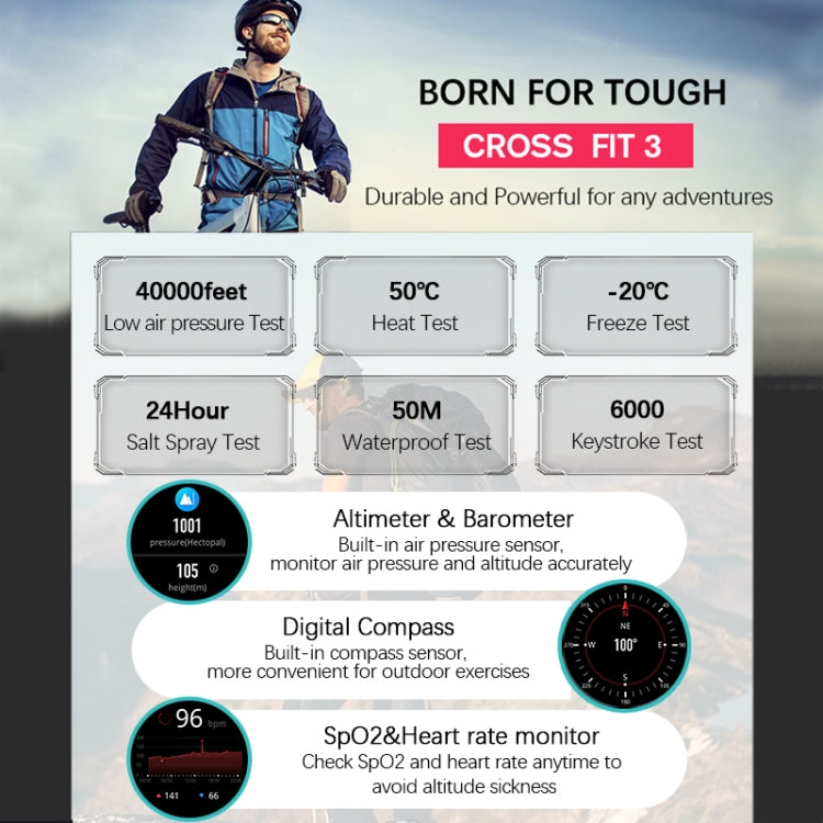NORTH EDGE CROSS FIT3 Fashion Bluetooth Sports Smart Watch Supports Multiple Sports Modes, Sleep Monitoring, Heart Rate Monitoring