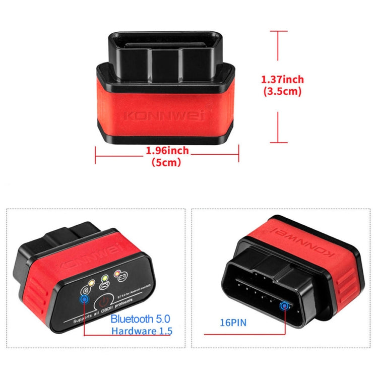 KONNWEI KW903 Bluetooth 5.0 OBD2 Car Fault Diagnostic Scan Tools Support IOS / Android, KW903