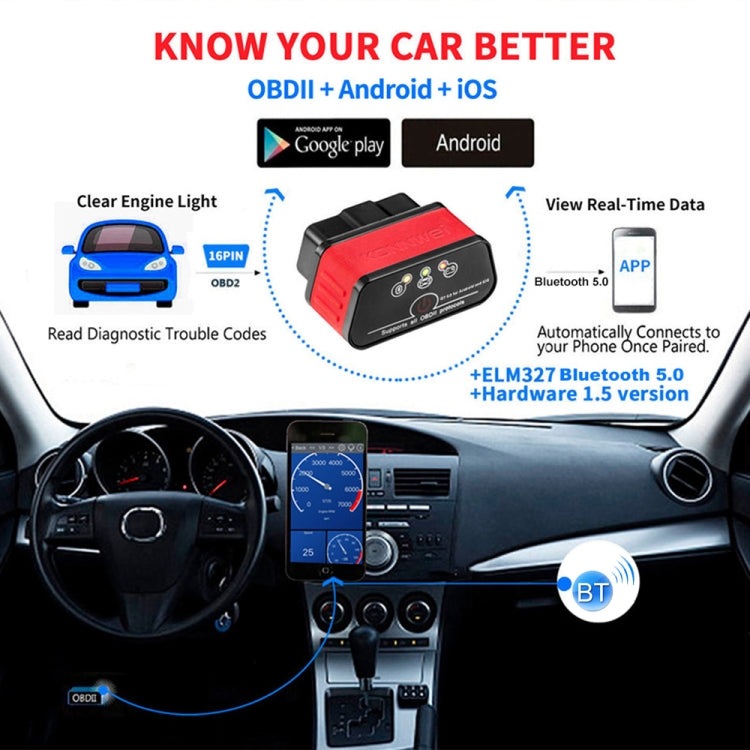 KONNWEI KW903 Bluetooth 5.0 OBD2 Car Fault Diagnostic Scan Tools Support IOS / Android, KW903