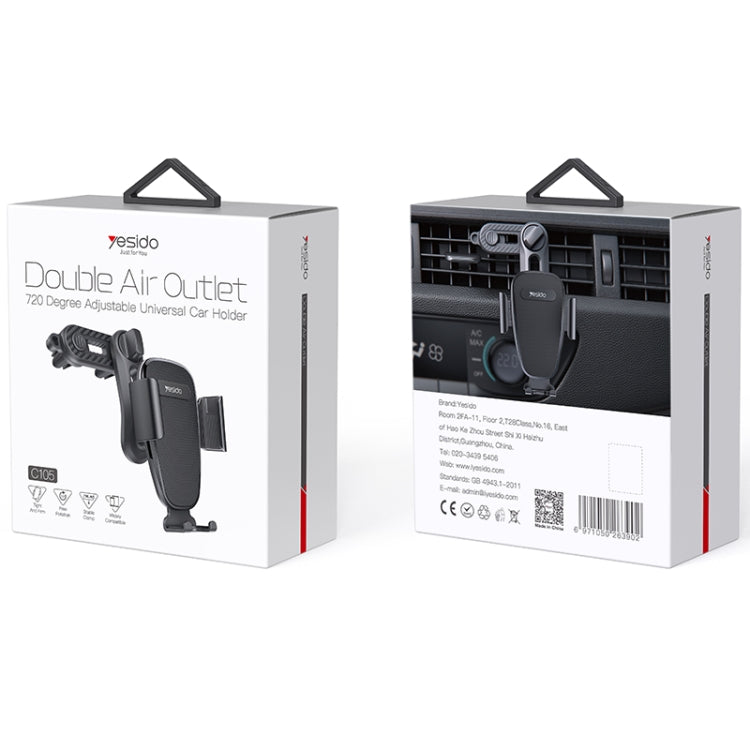 Yesido C105 Car Air Outlet Dual Clip Mobile Phone Navigation Holder, C105