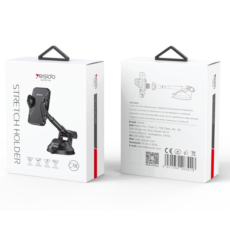 Yesido C40 Car Foldable 360 Degree Rotation Automatic Clip Phone Holder, C40