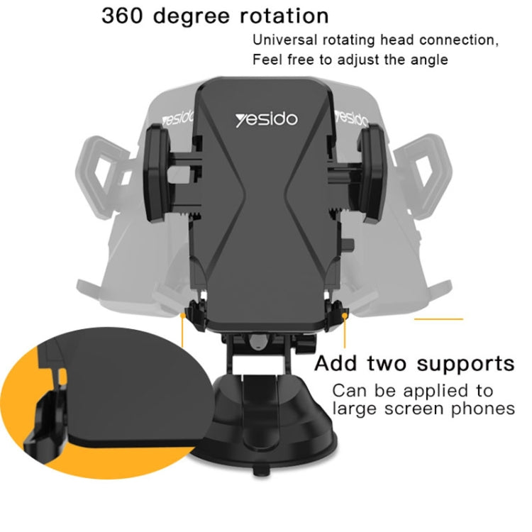 Yesido C40 Car Foldable 360 Degree Rotation Automatic Clip Phone Holder, C40