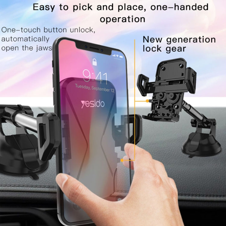 Yesido C40 Car Foldable 360 Degree Rotation Automatic Clip Phone Holder, C40