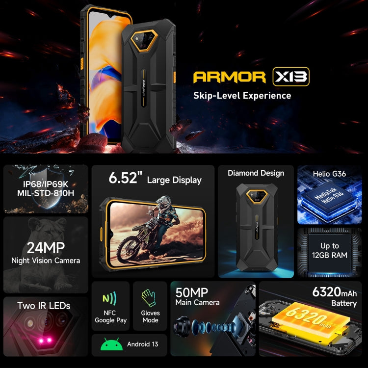 Ulefone Armor X13 Rugged Smartphone 6GB+64GB 6.52-inch 4G