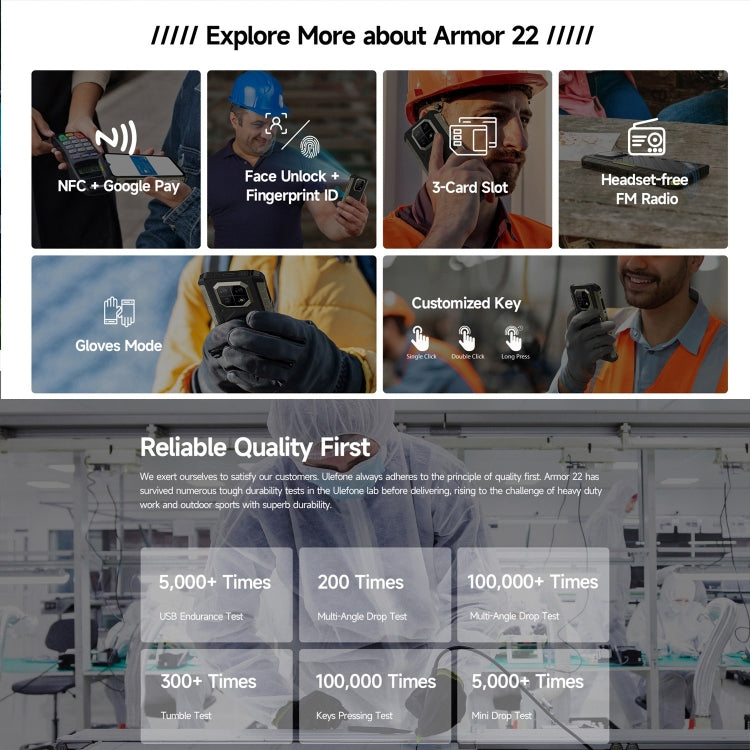 Ulefone Armor 22 Rugged Smartphone 8GB+128GB IP68 IP69K