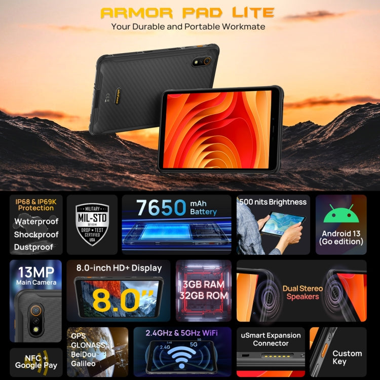 Ulefone Armor Pad Lite Tablet 8.0-inch Android 13 3GB+32GB