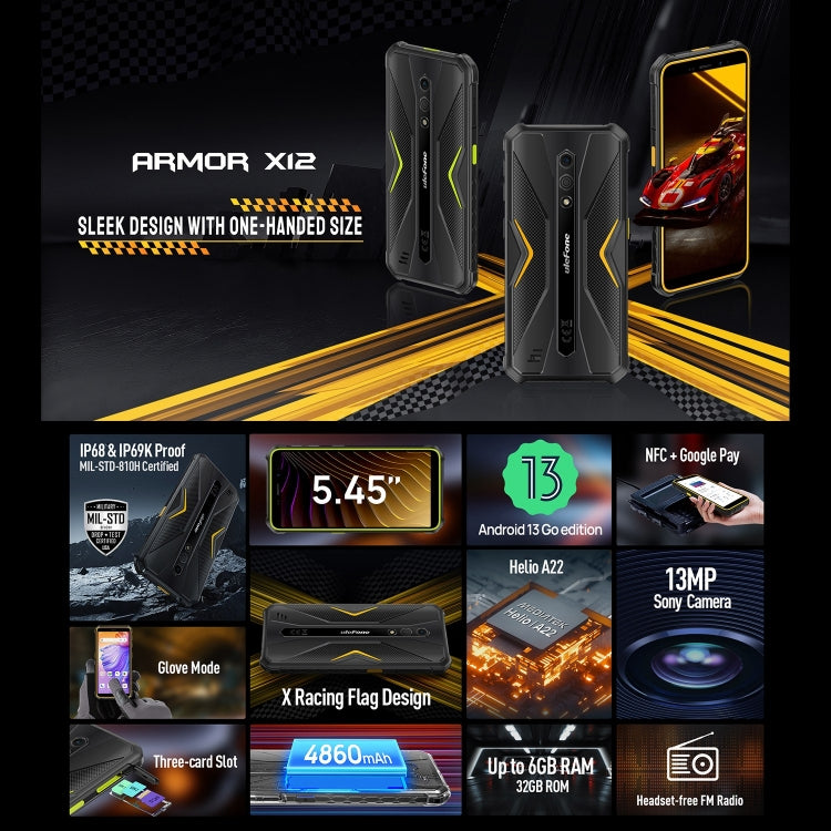 Ulefone Armor X12 Rugged Smartphone 5.45in 3GB+32GB 4G NFC