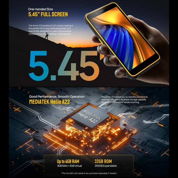 Ulefone Armor X12 Rugged Smartphone 5.45in 3GB+32GB 4G NFC