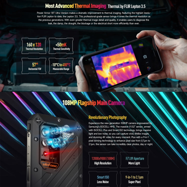 Ulefone Power Armor 18T Smartphone 5G 12GB+512GB Térmica by Ulefone