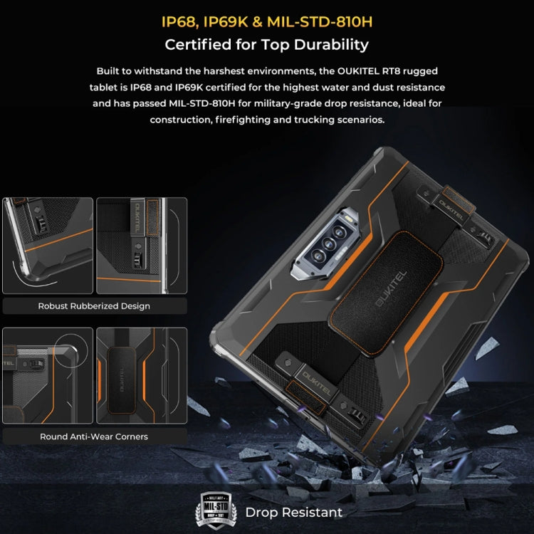 OUKITEL RT8 Rugged Tablet 11 Inch Android 13 6GB+256GB 4G