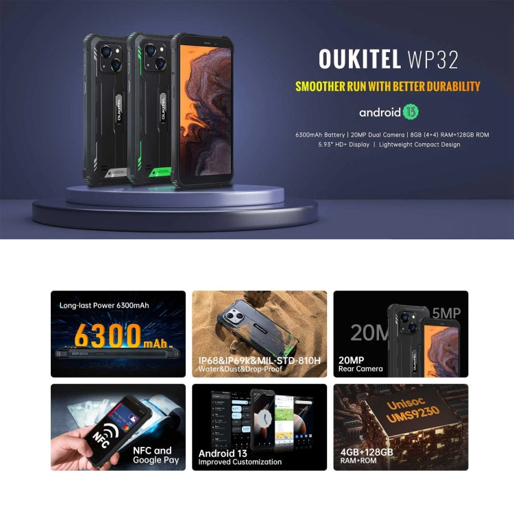 Oukitel WP32 Smartphone Rugerizado 4G 4GB+128GB 6300mAh by OUKITEL