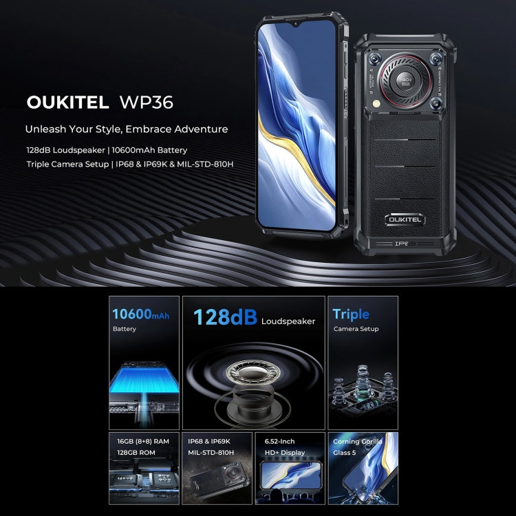 Oukitel WP36 Smartphone 8GB+128GB 10600mAh 6.52In 4G