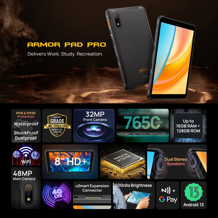 Ulefone Armor Pad Pro Rugged Tablet 8 Inch 4G 8GB+128GB