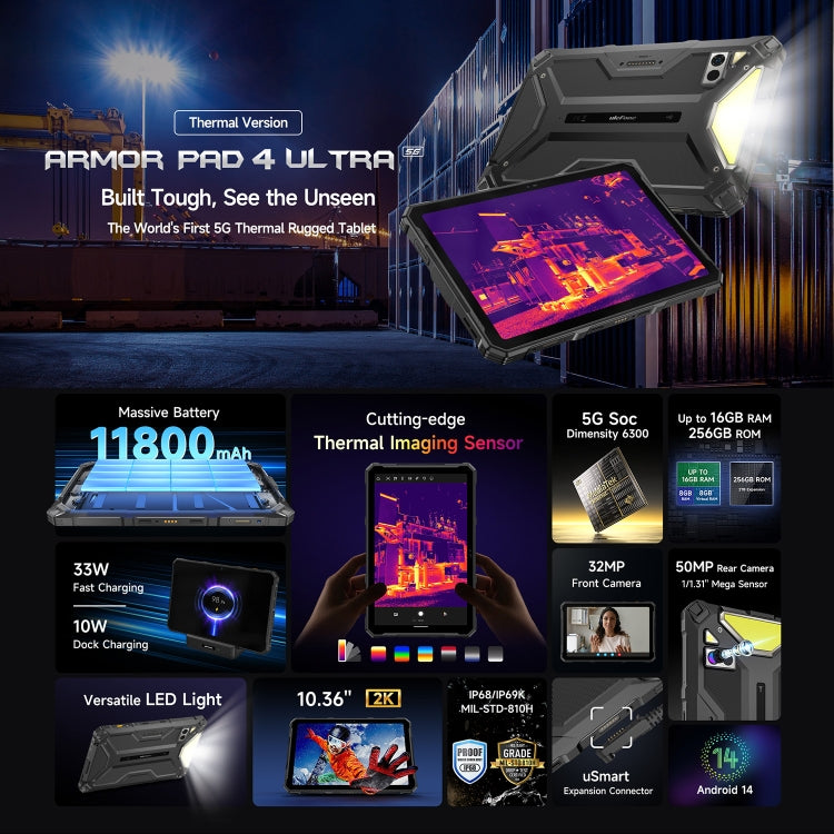 Ulefone Armor Pad 4 Ultra Thermal Tablet 8GB 10.36in 5G