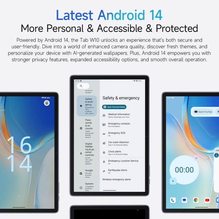 Ulefone Tab W10 WiFi Tablet 10.1 Inch Android 14 4GB+128GB