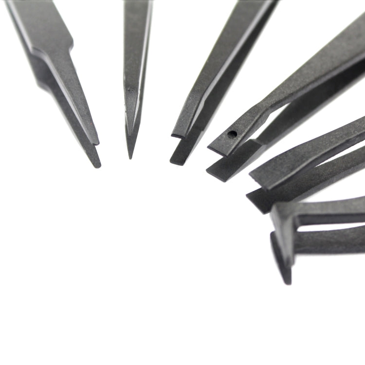JF-S6in1 6 in 1 Anti-static Carbon Fiber Straight and Curved Tip Tweezers, JF-S 6 in 1