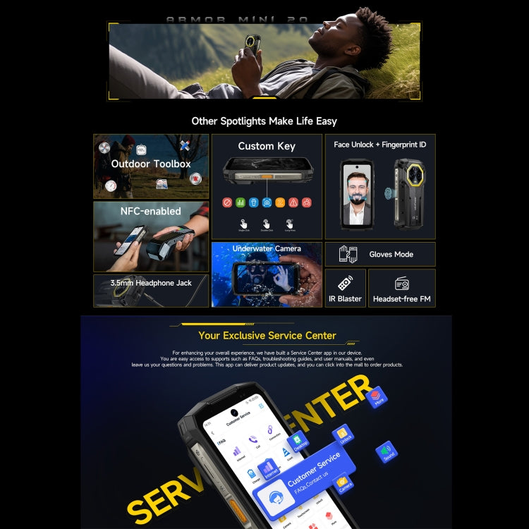 Ulefone Armor Mini 20 Rugged Smartphone 8GB+256GB 4G