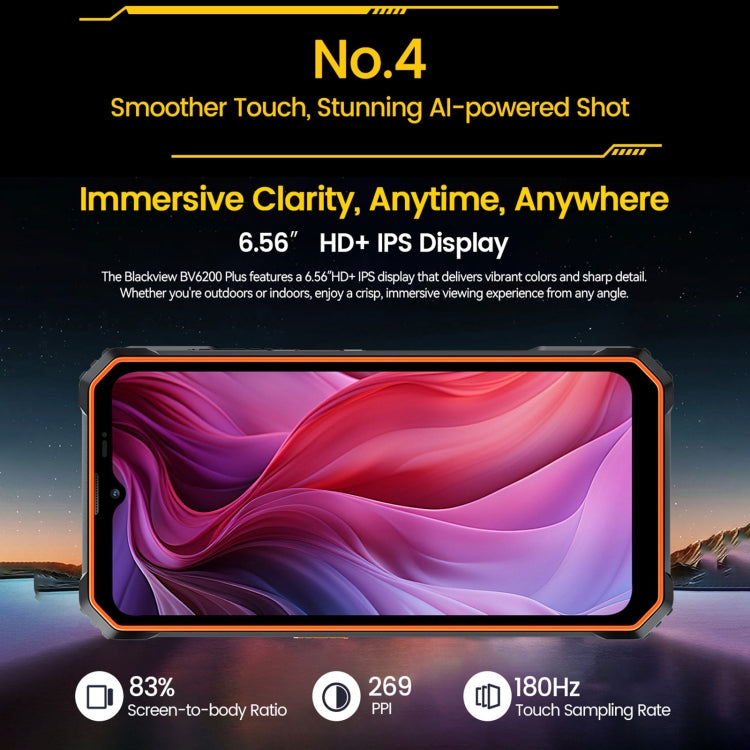 Blackview BV6200 Plus, 8 GB + 256 GB, IP68 / IP69K / MIL-STD-810H, 6.56 pulgadas Android 14 Unisoc UMS9230 T606 Octa Core, Red: 4G, OTG, NFC