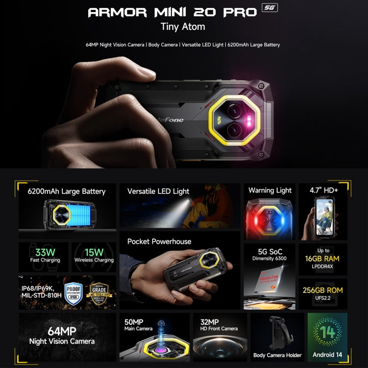 Ulefone Armor Mini 20 Pro Smartphone 8GB+256GB 5G Rugged