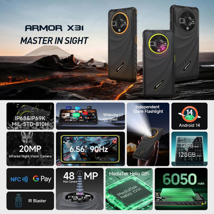 Ulefone Armor X31 Teléfono Rugerizado 6GB+128GB Visión