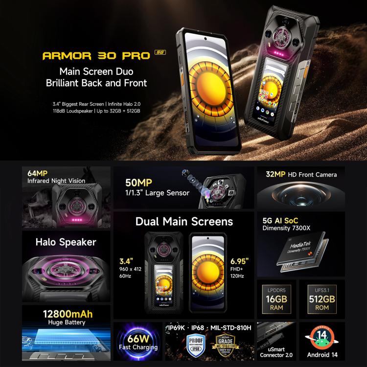 Ulefone Armor 30 Pro Smartphone 16GB+512GB 5G Night Vision