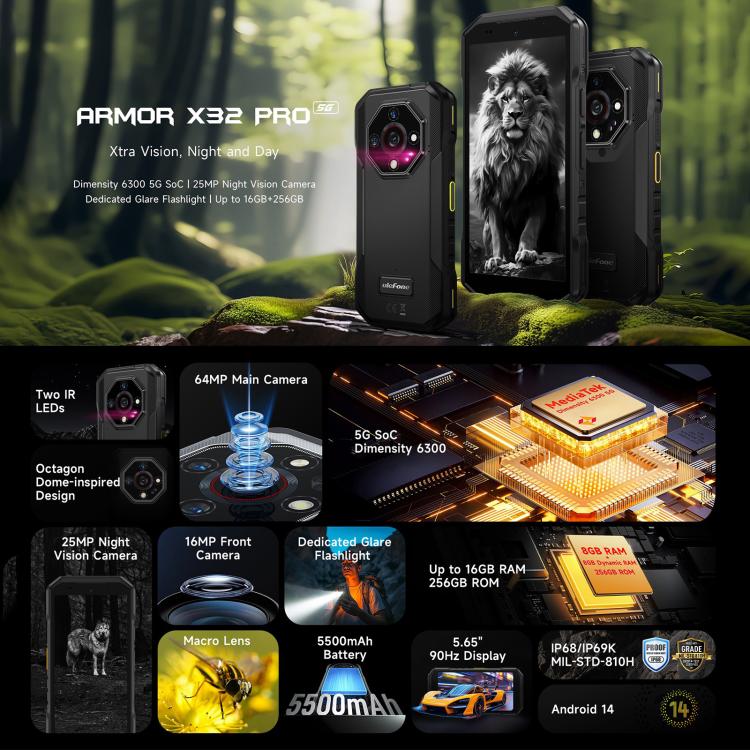 Ulefone Armor X32 Pro 5G Móvil 8GB+256GB Visión Nocturna