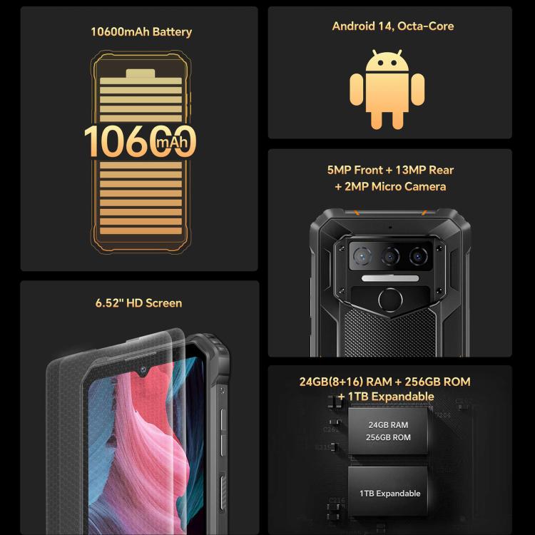 Oukitel WP23 Plus Teléfono Teléfono Rugerizado 8GB+256GB 10600mAh 4G by OUKITEL