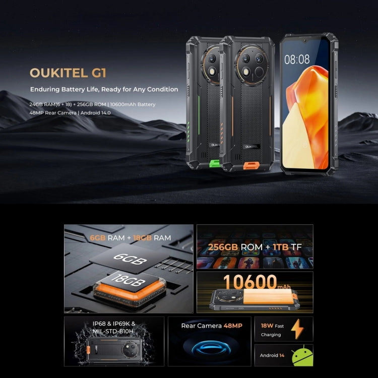Oukitel G1 Smartphone Rugerizado 6GB+256GB 10600mAh