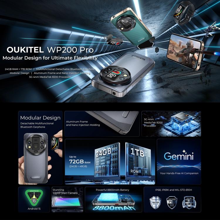 Oukitel WP200 Pro Móvil Resistente 24GB+1TB 6.7 Pulgadas by OUKITEL