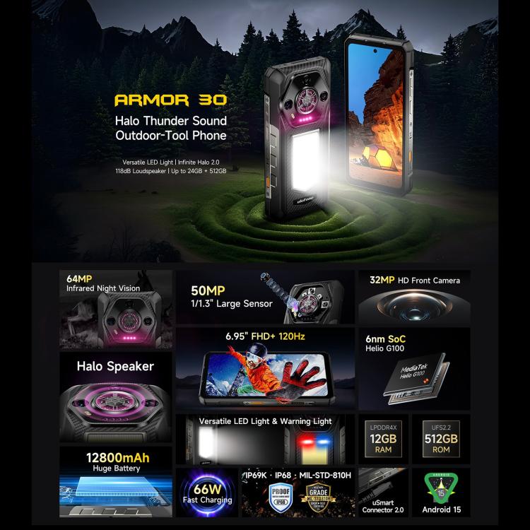 Ulefone Armor 30 Rugged Phone 12GB+512GB Night Vision