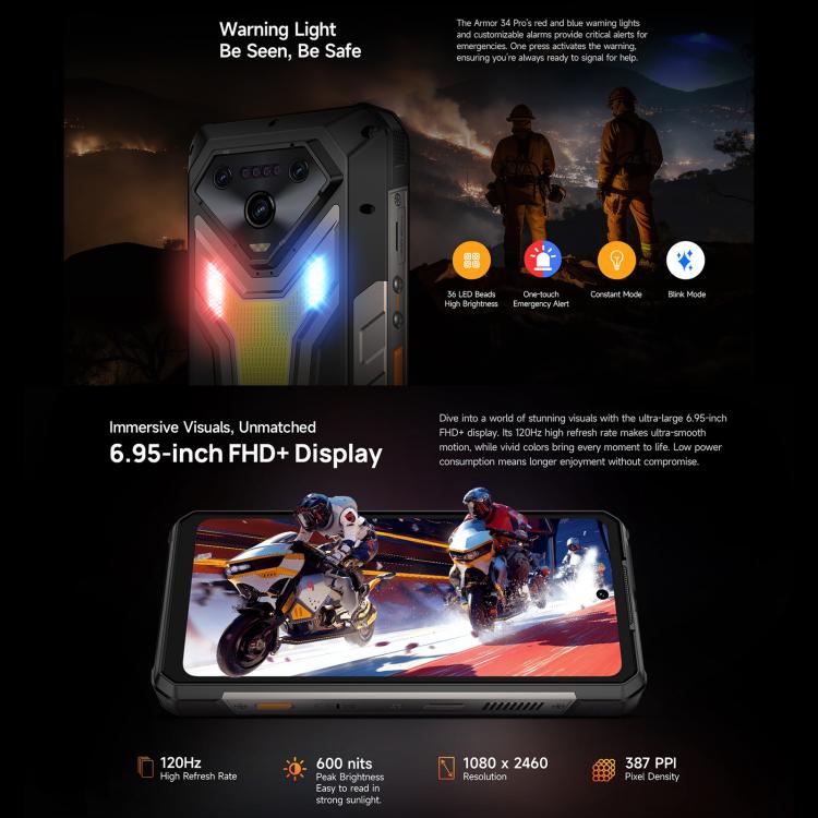 Ulefone Armor 34 Pro Rugged Phone 16GB+512GB Night Vision