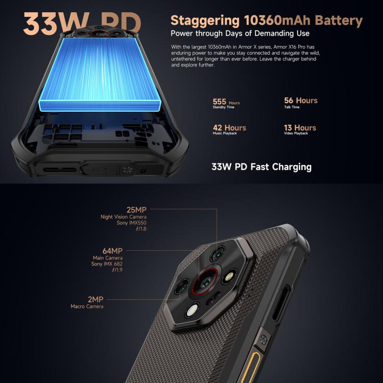 Ulefone Armor X16 Pro Teléfono 5G 5GB+256GB Visión Nocturna