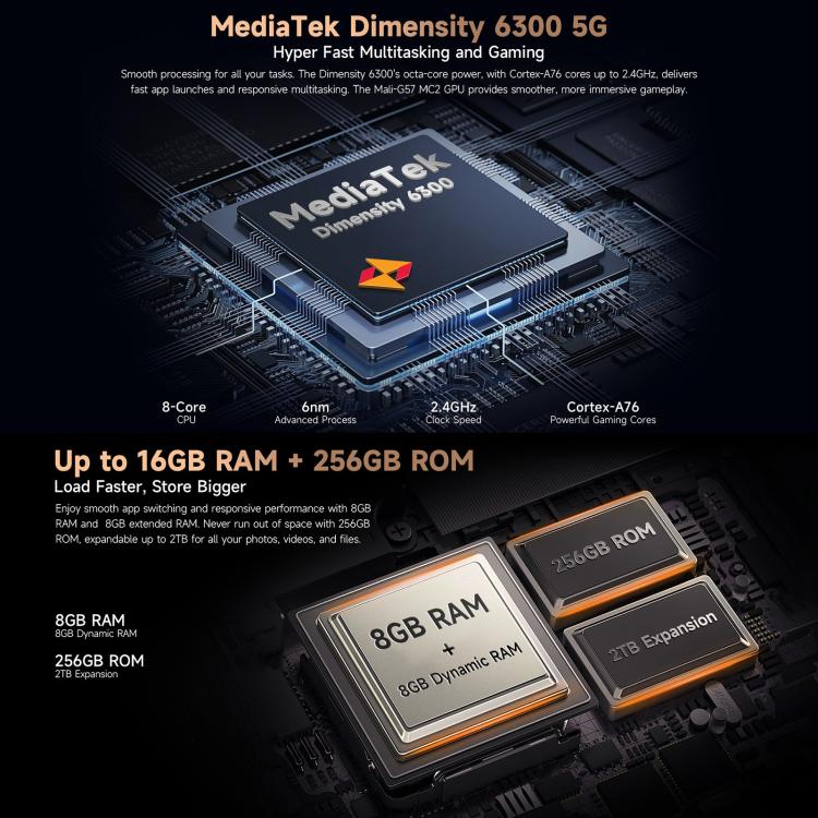Ulefone Armor X16 Pro Teléfono 5G 5GB+256GB Visión Nocturna