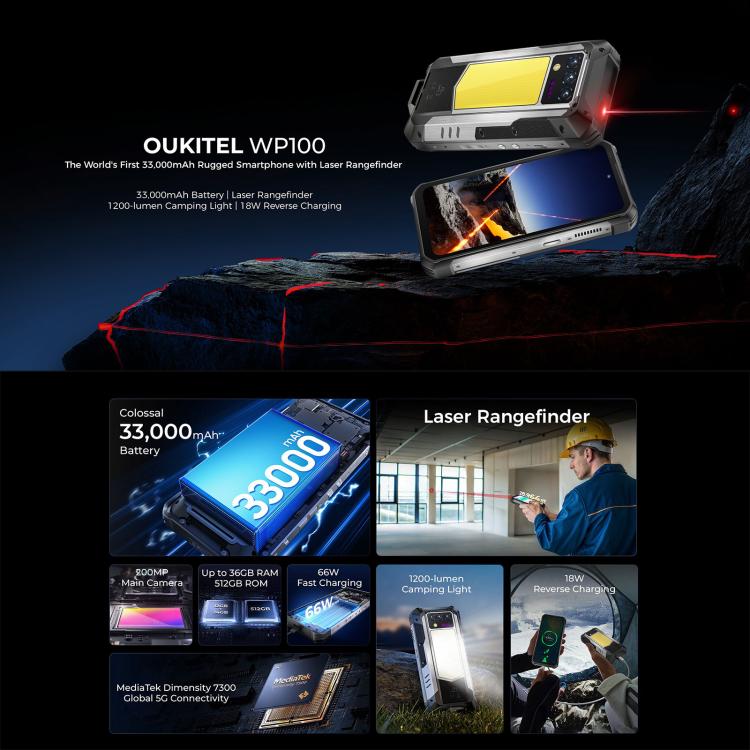Oukitel WP100 Teléfono Rugerizado 12GB+512GB 33000mAh by OUKITEL