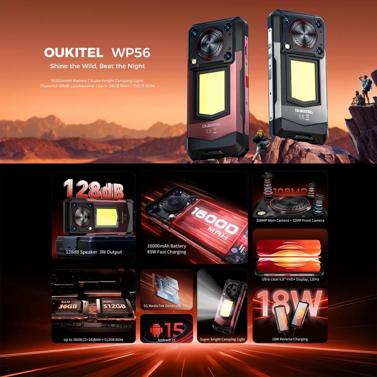 Oukitel WP56 Rugged Smartphone 12GB+512GB 108MP 5G NFC